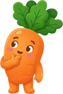 Die Carrotly-Karotte schaut neugierig zur Seite