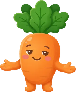 Die Carrotly-Karotte breitet einladend die Arme aus
